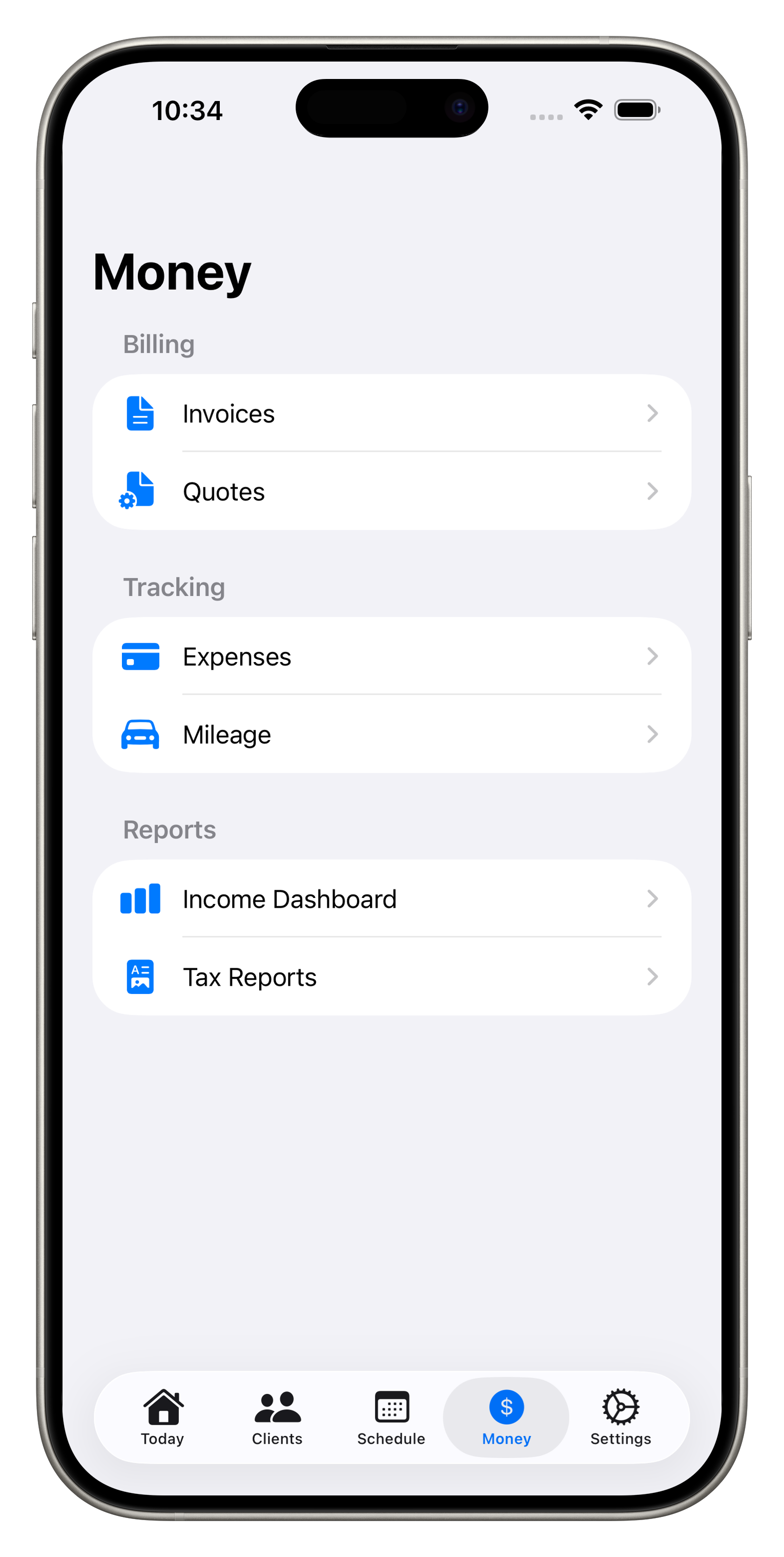 Money overview with billing options